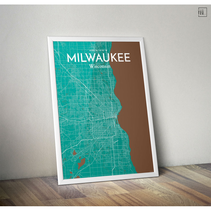 Milwaukee City Map - No Frame Print, 43.2cm H x 27.9cm W x 0.13cm D