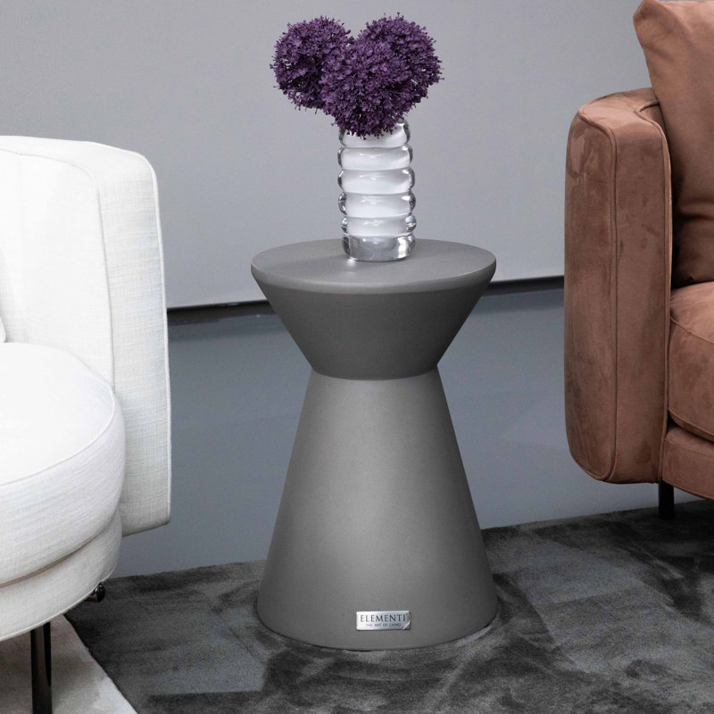 ROME Column Side Table Small Round Concrete End Table 50,8 cm H X 35 cm B X 35 cm T, Black