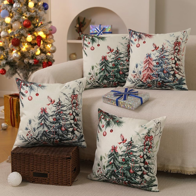 Coussin de Noël 18 x 18 pouces, ensemble de 2 coussins décoratifs pour arbre, décoration d'hiver pour le canapé de la maison TH-35B18