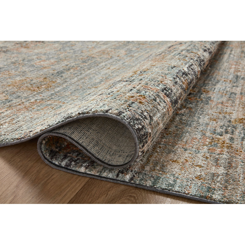 Tapis océan / corail Jean Stoffer x Loloi Katherine, Rectangle 7 pi 10 po x 10 pi