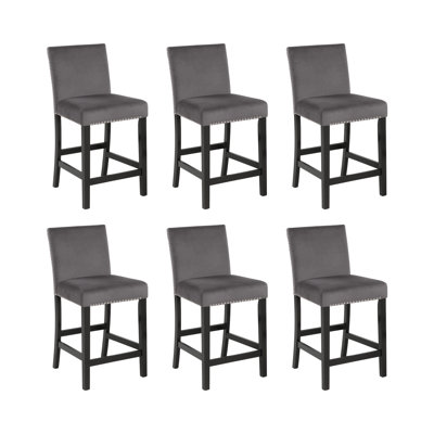Celeste Wood Counter Chairs (Set Of 6), Gray