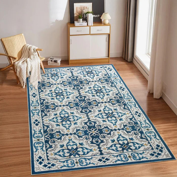 Demetriona Washable Abstract Area Rug – Low-Pile, Non-Slip, Stain-Resistant, Rectangle 60 x 110 cm