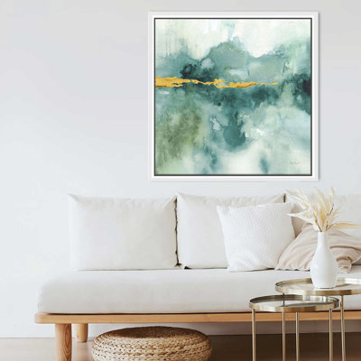 "My Greenhouse Abstract I Crop Blue" par Lisa Audit, reproduction sur toile dans un cadre flottant
