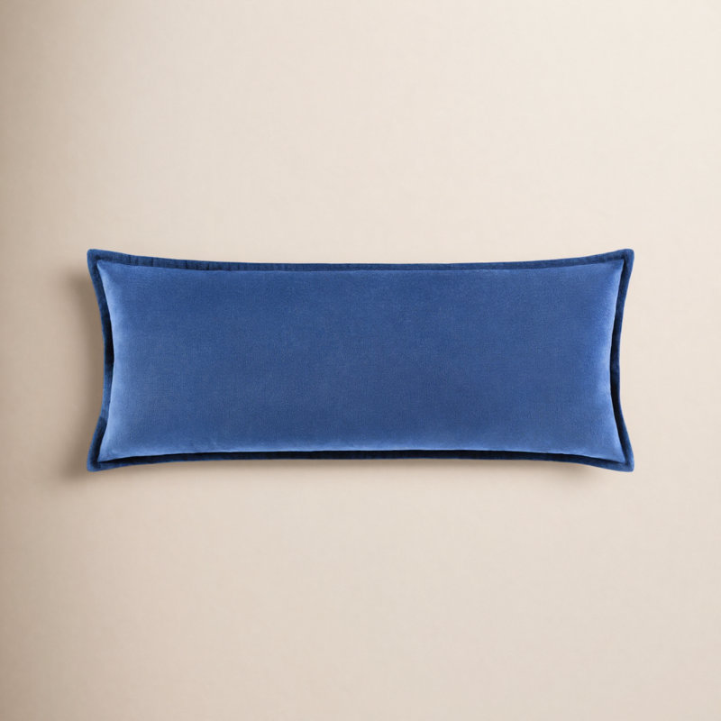 Norwin Cotton Throw Pillow, Down, Denim, 12"H x 30"W