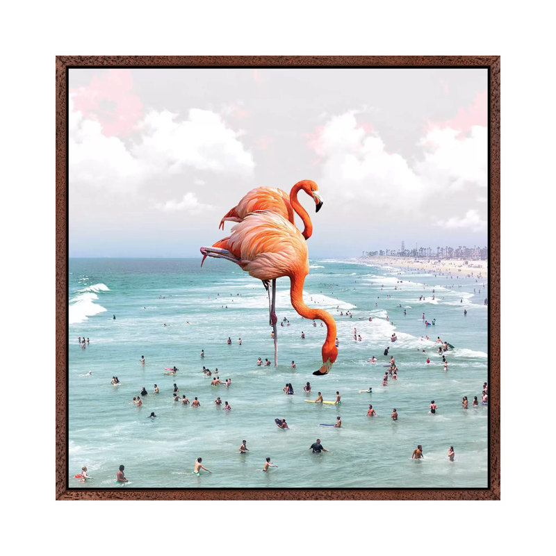 Beaching Around - Print on Canvas, 66.04 cm H x 66.04 cm W, Classic Brown Wood Framed