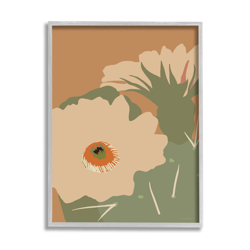 Fleur de cactus moderne, H 14 po x l 11 po x P 1,5 po, Estampe numérique Farmhouse