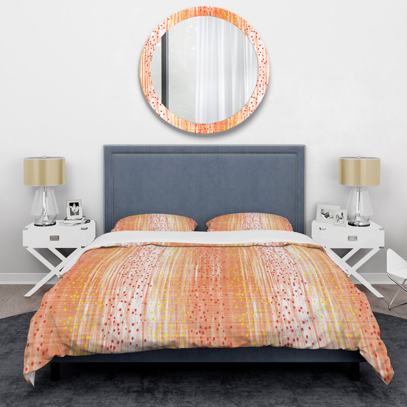 Ensemble de housse de couette 3 pièces - Microfibre à rayures grunge jaune et orange