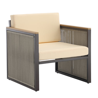 Fauteuil d'extérieur en métal avec coussins Tracee
