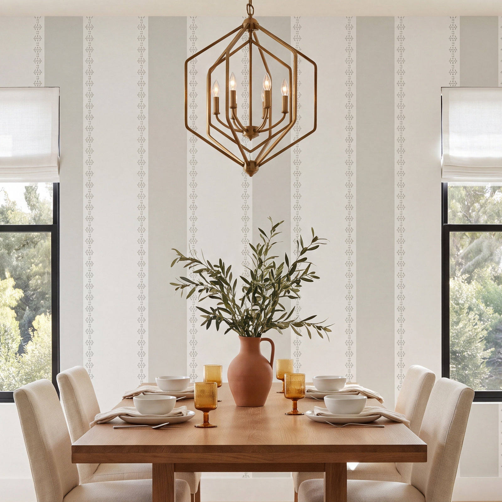 Awning Stripe Wallpaper Double Roll, Beige