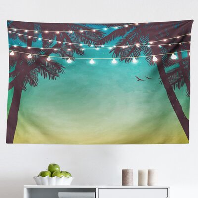 Ambesonne Nature Tapestry, Night Time Beach Sunset Design With Little Lantern And Island Palm Trees Art Print, Fabric Wall Hanging Decor For Bedroom L -  East Urban Home, FADA0E790EBB4C33B5E992449C72585B