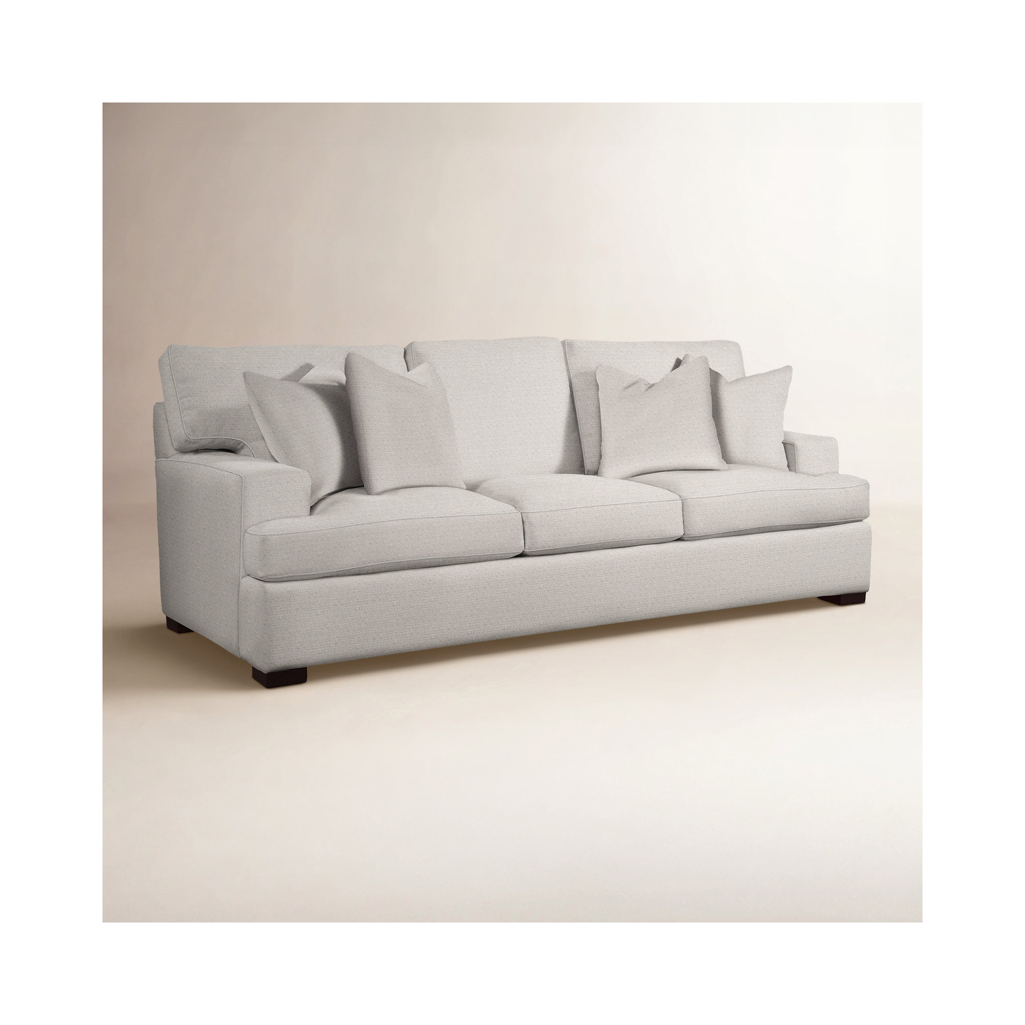 Cambria 97'' Upholstered Sofa, Java Finish, Taupe Plaid; 0126-73