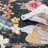 Washable Living Room Area Rug: Indoor Vintage Floral Large Bedroom Rugs Non-Slip Stain Resistant Low Pile Carpet for Kitchen Soft Thin Home Decor Floor Mat for Dining Room Nursery (Black)-199610422