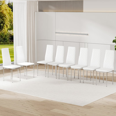 Office visitor chairs and reception chairs, leather waiting room chairs, mid-back conference chairs, restaurant dining chairs (suitable for meeting rooms/loud rooms/cafes)White(8 sets)