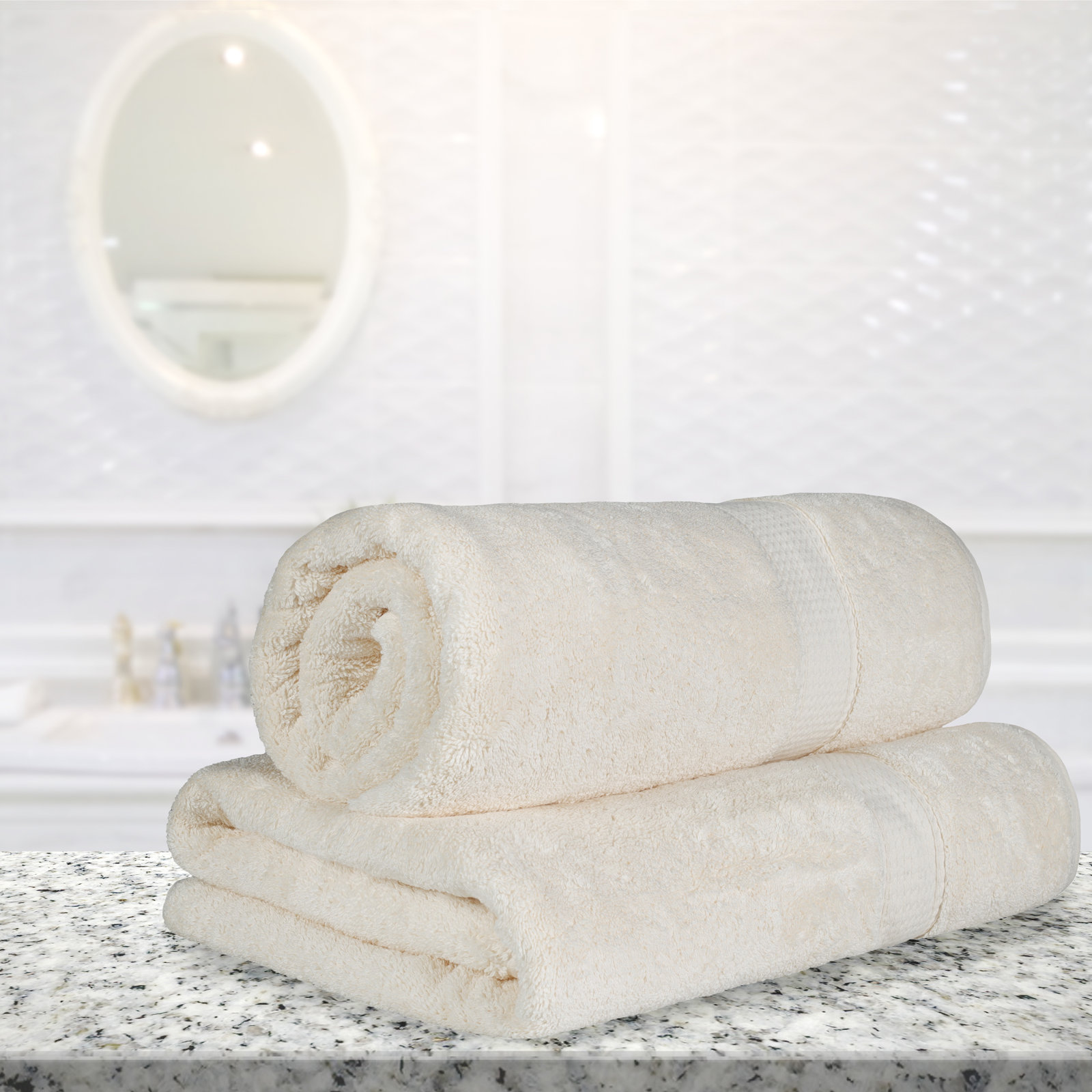 Renata 2 Piece 800 GSM Certified Egyptian Cotton Bath Sheet Set , Cream