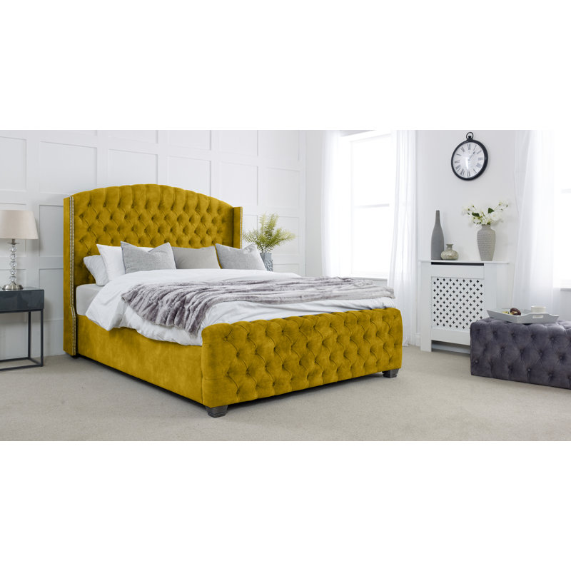Ginnie Upholstered Bed, Mustard Gold, Kingsize (5')
