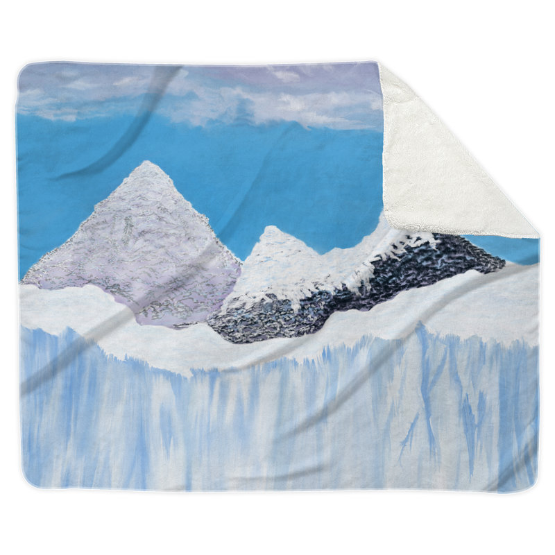 Frozen Time  Beach Large Sherpa Blanket, 60" W x 80" L