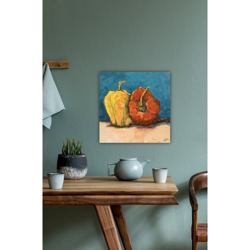 Peppers Bleu By John Beard - Gallery Wrapped Canvas Print, 32" H x 32" W x 2" D, Black Floater Framed