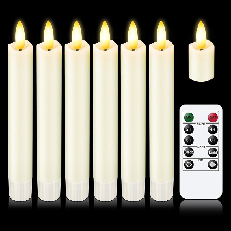 Ensemble de 6 bougies sans flamme 6 "avec télécommande sans flamme (ensemble de 6), White