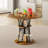 Round Wood Top Metal Base Dining Table-368476529