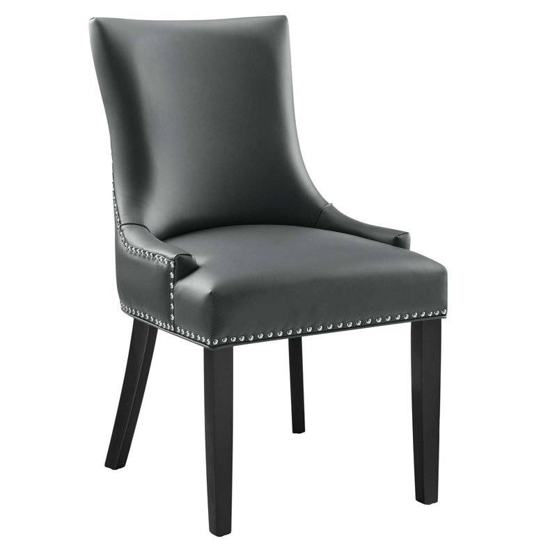 Marquis Vegan Leather Dining Chair, Gray, 1