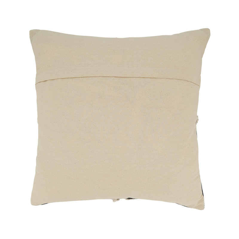 Geometric Bliss 20" Black and Natural Cotton Tufted Throw Pillow