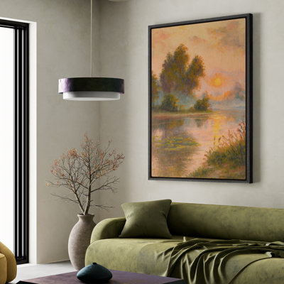 Art mural encadré, impressions murales abstraites rétro pour chambre à coucher - 24 po x 36 po
