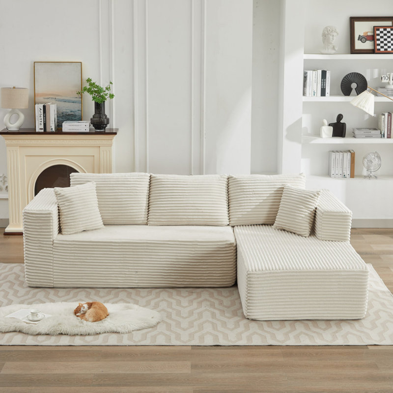 Canapé modulaire en L 106 po avec méridienne profonde et méridienne faisant face à la droite 106 po, aucun assemblage requis