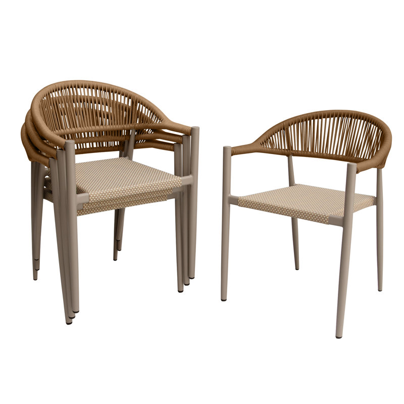 Fauteuil de salle à manger rotin intérieur / extérieur, Brun / beige / brun clair