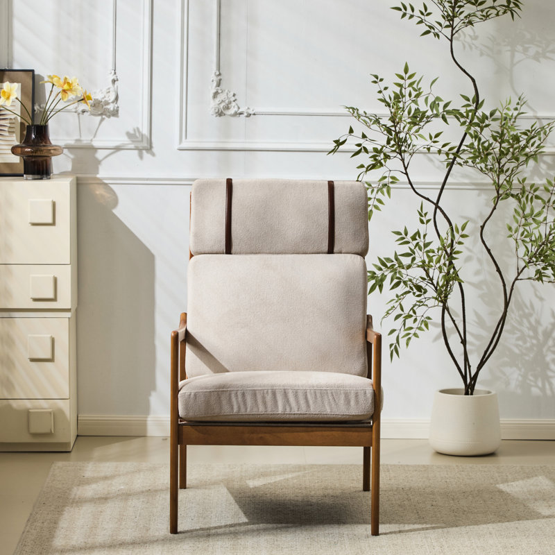 Fauteuil rembourré gris, Tissu gris clair