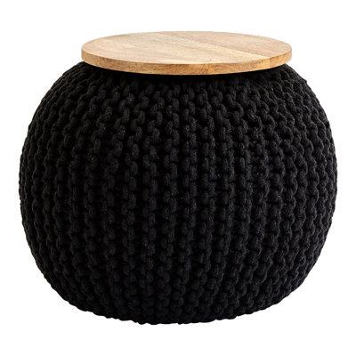 Ingersoll 40cm Wide Round Solid Colour Pouf Ottoman