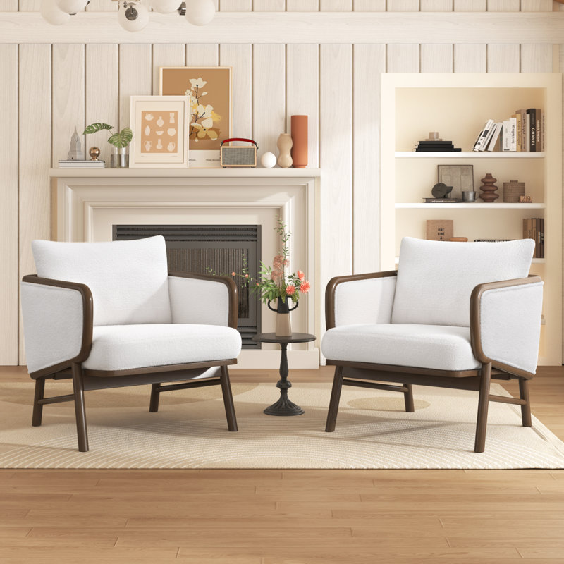 Ensemble de 2 chaises d'appoint rembourrées avec structure en bois massif U-Can Sherpa