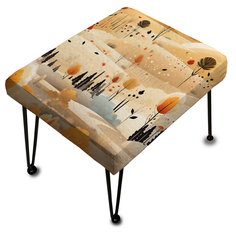 Beige Meadow Flowers Boho Pattern II - Floral Rectangle Ottoman