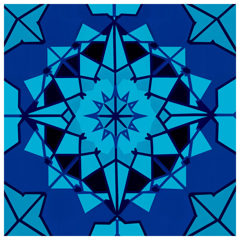 Édredon bleu kaléidoscope géométrique, Grand lit
