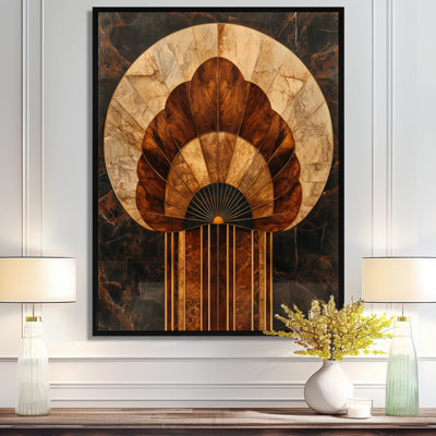 Shalanda Mosaic Walnut Essential Forms I - Modern Canvas Wall Art