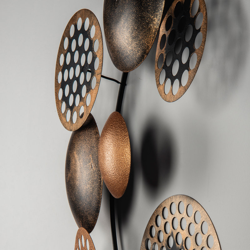 Boho Abstract Wall Decor on Metal, Brown/Beige/Gold