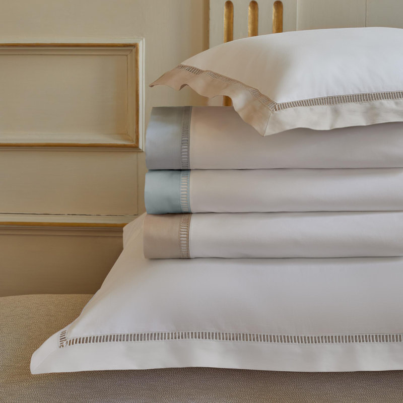 Escada 100% Cotton Percale Shams, white/ silver, King
