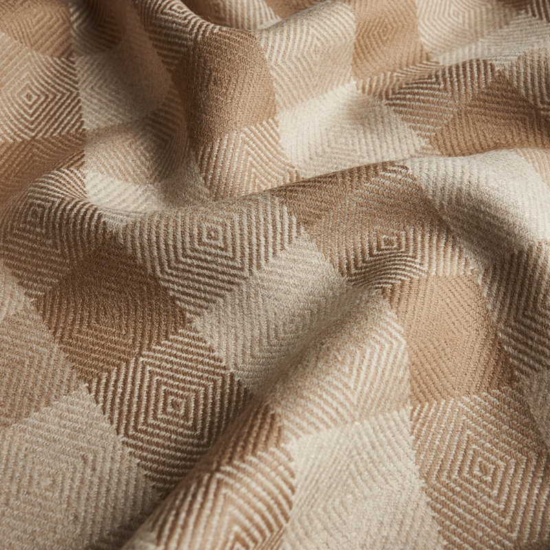 Tissu à carreaux en laine Galt, Pêche / crème