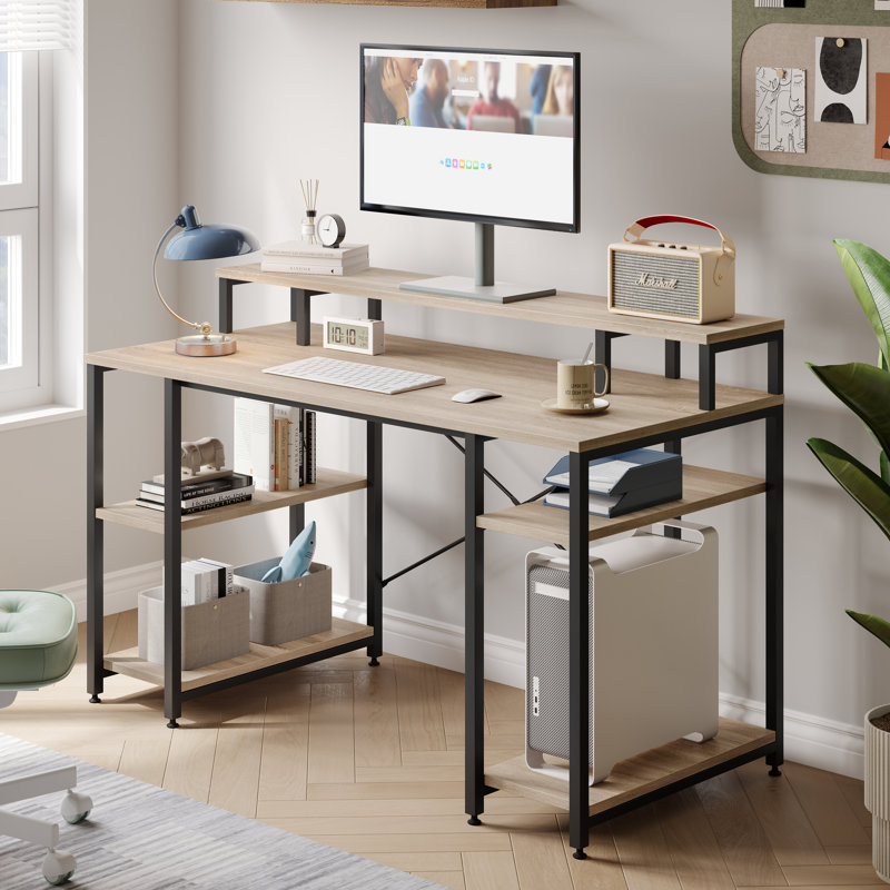 Bureau d'ordinateur 55 "avec tablette pour écran Haigh, Oak