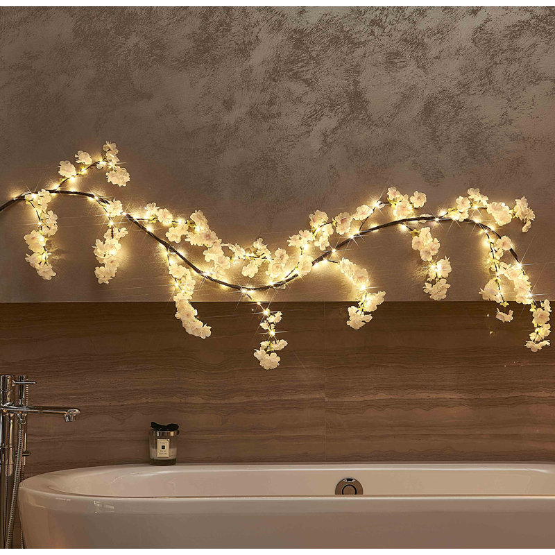 Lighted Cherry Blossom Garland, Pink