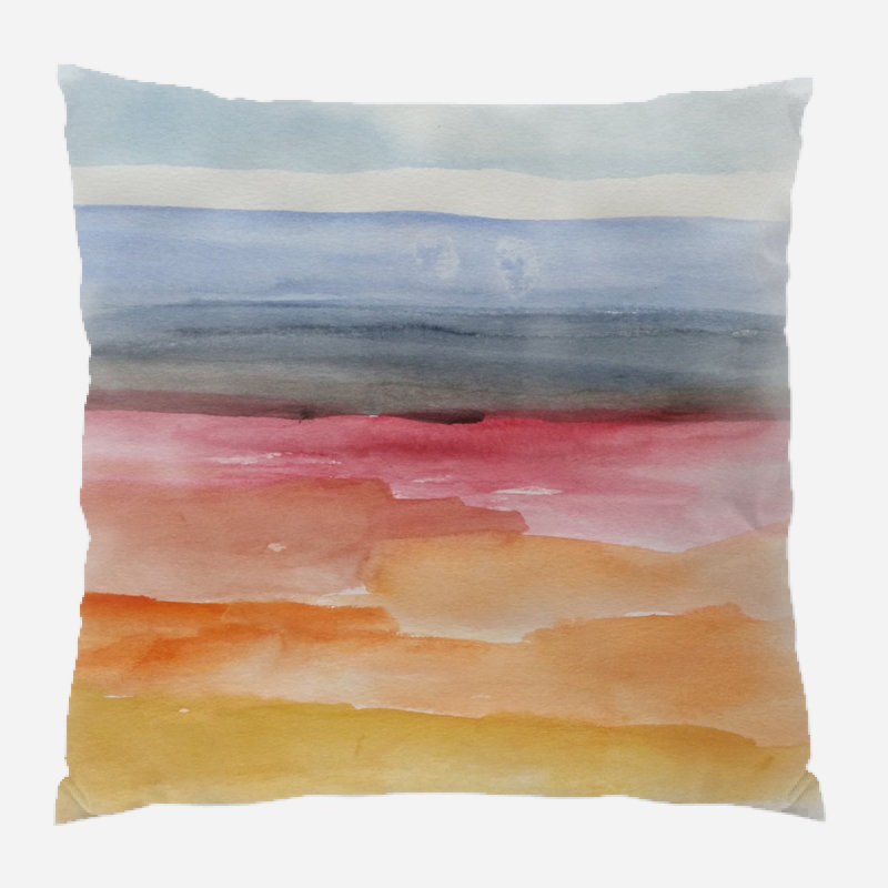Coussin décoratif paysage Kimana, Microsuède, Intérieur