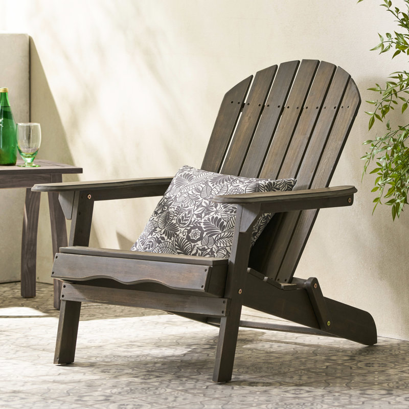Chaise pliante en bois gris, idéale pour une retraite en plein air, Gris