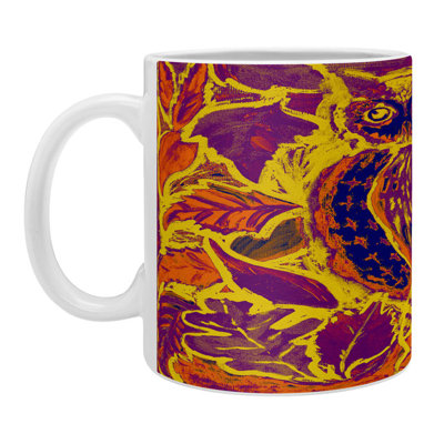 Grande tasse à café orange batik hibou Faustine