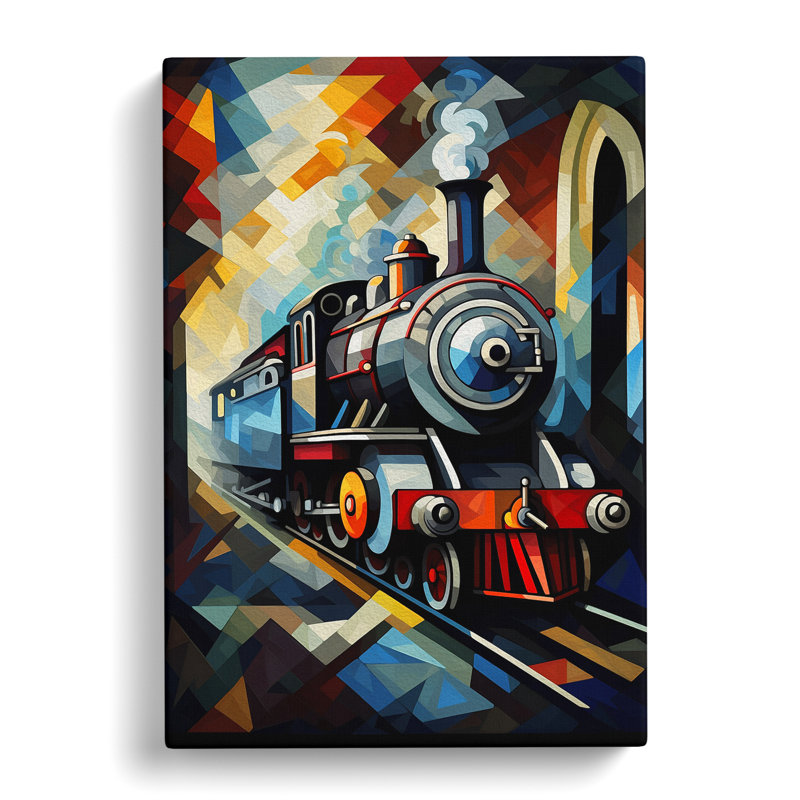 Steam Train Cubism No.3 - Print, 76cm H x 50cm W x 3cm D