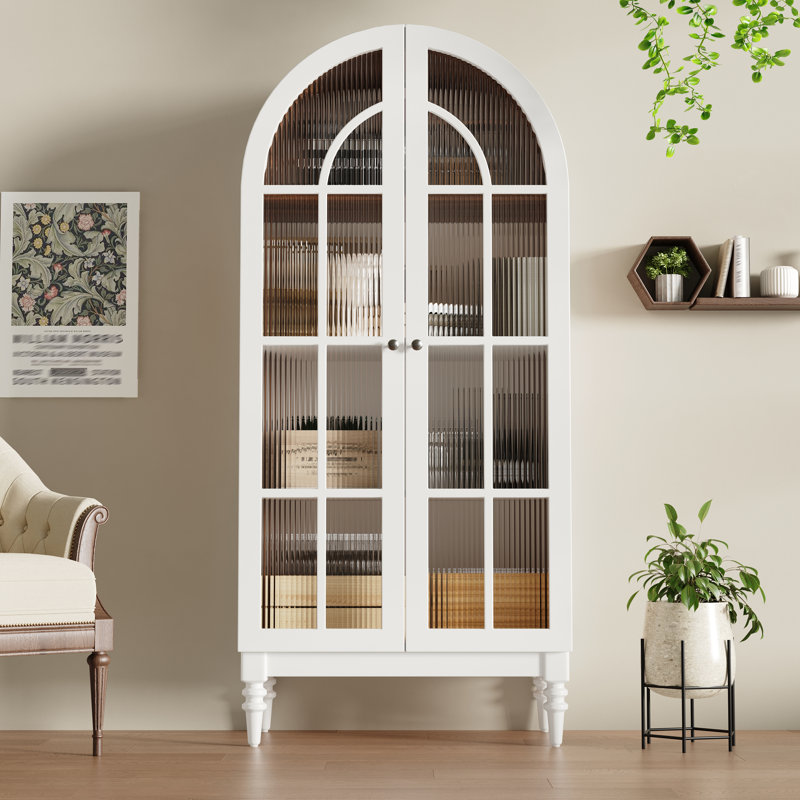 76 cm W Display Cabinet, White