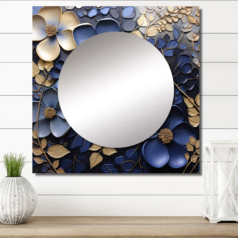 Blondina - Grand miroir carré pour décoration murale Violets, 29 po x 29 po