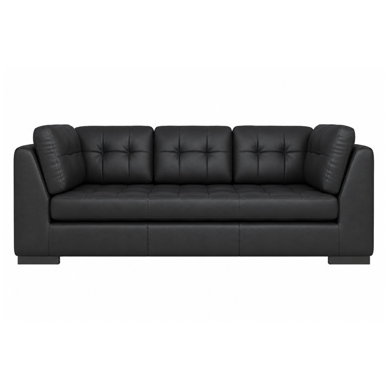 Canapé à accoudoirs en cuir véritable de 100 po Rameek, Black