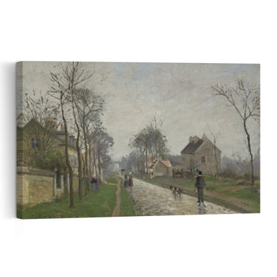 Route de Versailles, Louveciennes, Effet de pluie, 1870 Impression d'art mural abstraite impressionniste contemporaine représentant un chien dans un paysage