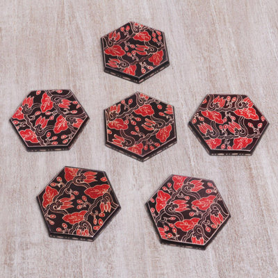 Wood 6 Piece Coaster Set