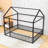 Full-Size Metal House Bed With Playhouse Design And Semi-Enclosed Sleeping Space-1444937042