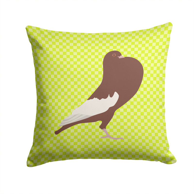 Coussin décoratif extérieur english pouter pigeon check, Vert, 14 po x 14 po